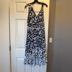 Boden Blue and White Floral High Low Dress